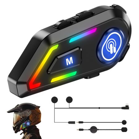 EDYELL C5 Motorcycle Helmet Bluetooth on ear Headset, Connects to 2 Phones at The Same Time Using Music & GPS, IP67 Waterproof, Supports Android & iOS, Compatible with All Helmets, Gift for Motorcycle