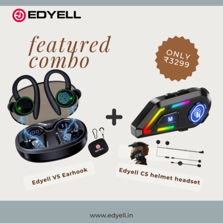 Edyell V5 Sport Earhook + Edyell C5 Motorcycle Helmet headsets