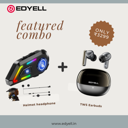 Edyell C5 Helmet Headphone + Edyell A1 TWS Earbuds
