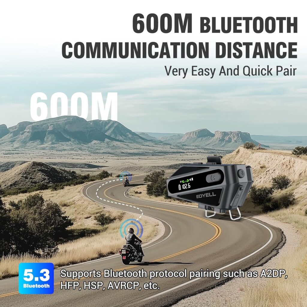 EDYELL C6 Motorcycle Bluetooth Intercom Headset|FM Radio Smart LED ...