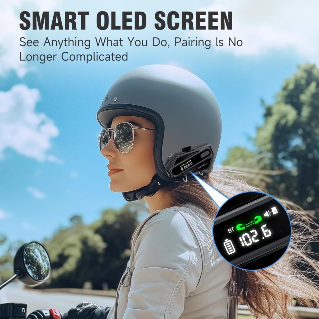 EDYELL C6 Motorcycle Bluetooth Intercom Headset|FM Radio Smart LED ...