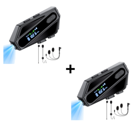 EDYELL C6 Combo Motorcycle Bluetooth Intercom Headset|FM Radio Smart LED Display Helmet Bluetooth|600M Intercom Distance|Playable on TF Card|IPX6 Waterproof ( 2pcs )