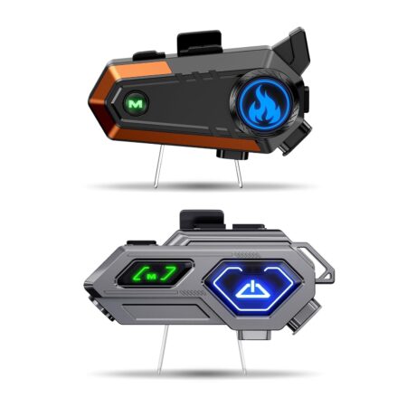 EDYELL Motorcycle Bluetooth Intercom Headset,LED Emergency Lights,HiFi Stereo Calls,Wireless 50MM Earphone Helmet Bluetooth,IPX6 Waterproof,Compatible with All Helmets (C8Pro+C9)