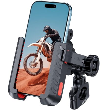 EDYELL Mobile Holder for Bike,Motorcycle Phone Mount Holder, Anti-Theft, Anti-Vibration Dampener Mount,360° Adjustable for Motorcycle Bike ATV Scooter Fit 4.7"-7.2" Cellphone (YF303-A)